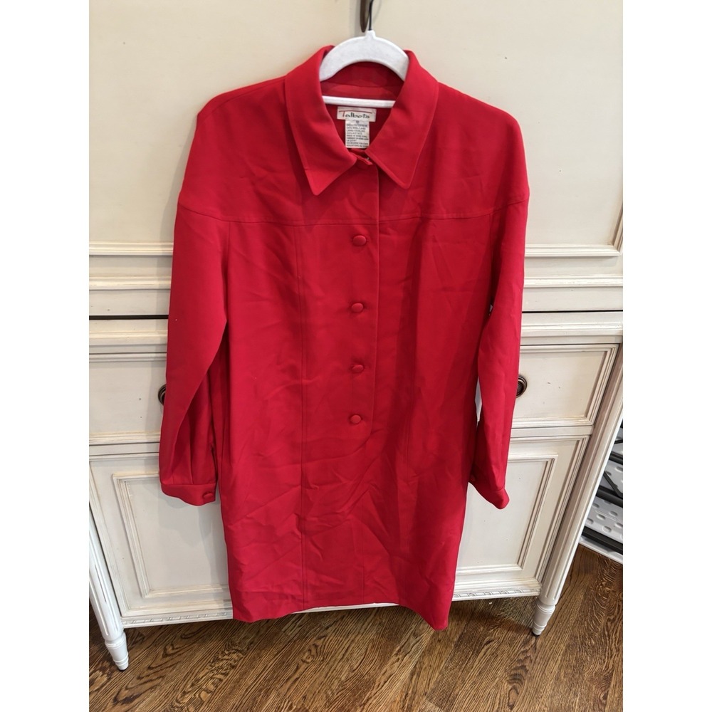 Vintage 1990s Wool Talbots Red Collared Midi Dress‎ Long Sleeve Size 10